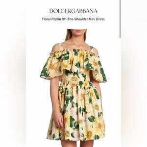 Dolce and Gabbana Off the Shoulder Printed Dress